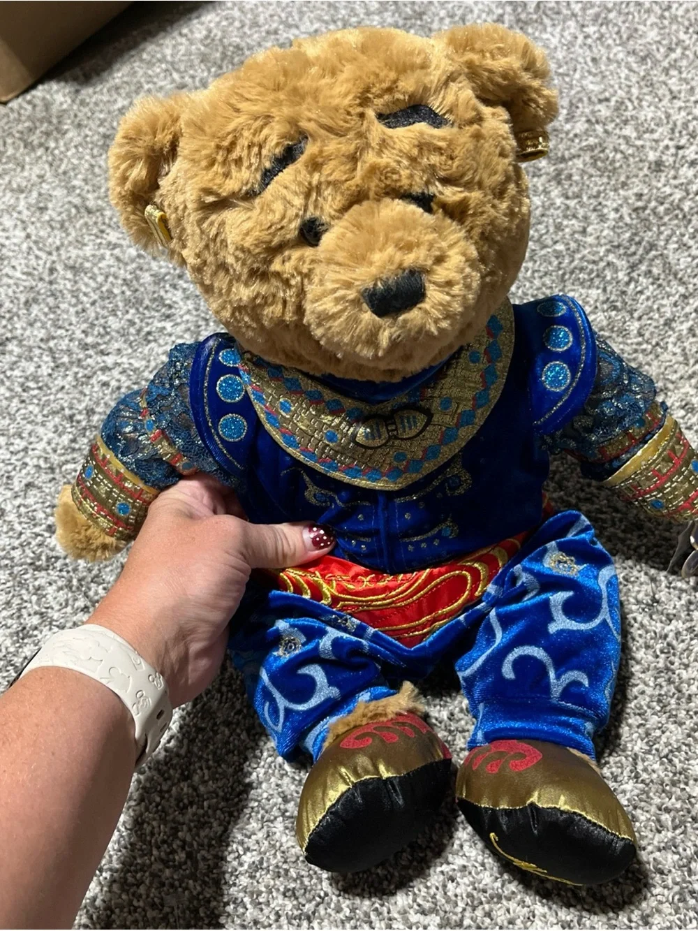 Disney Aladdin Genie Bear Plush 17 Inch Stuffed Animal Toy Brown Blue Red